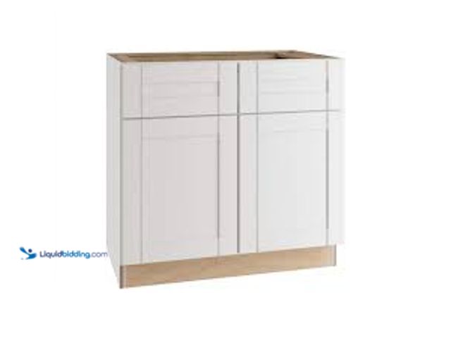 Lot 49-5475893 - Contractor Express Cabinets Arlington Vesper White Plywood Shaker Stock Assembled Sink Base Kitchen ...