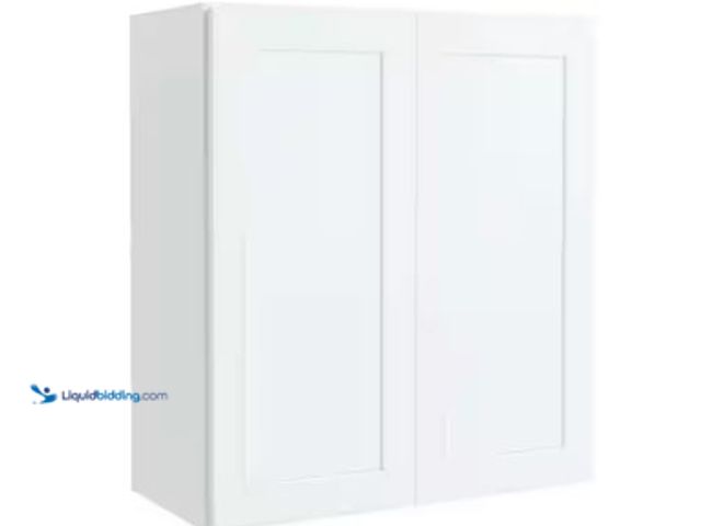 Lot 49-1569503 - Hampton Bay Courtland 27 in. W x 12 in. D x 30 in. H Assembled Shaker Wall Kitchen Cabinet in Polar ...