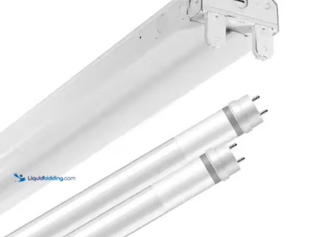 Lot 49-3612854 - Metalux SLES 4 ft. 64-Watt Equivalent 2-Lamp Strip Light Luminaire Plus LED T8 Tube Bundle, 4000K, U...