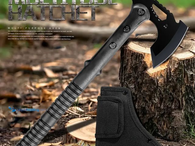 Lot 49-1805040 - New Camping Axe. Stainless Steel Life Axe with Hammer. 15.2 Inch.