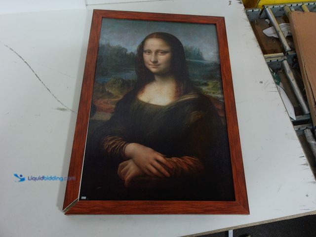 Lot 49-1556615 - 24.5in x 16in Mona Lisa Wood Framed Picture Wall Art, Unused, Frame Separating  Ref#BLUEAMA1203