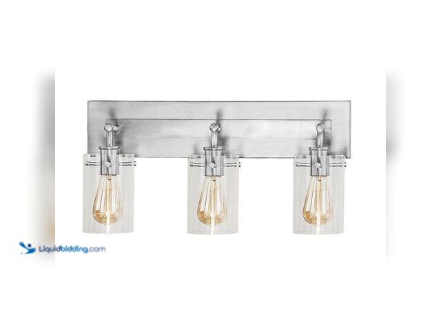 Lot 49-2021915 - Hampton Bay Regan 21 in. 3-Light Brushed Nickel Bathroom Vanity Light with Clear Glass Shades. Model...