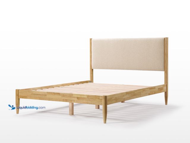 Lot 49-3639384 - DG Casa Reign Boucle Queen Bed Frame, Solid Wood with Boucle Headboard, MSRP $599.00, Model: 70700-Q...