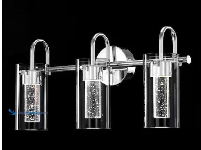 Lot 49-1518214 - Hukoro Romance 22 in. 3-Light with Chrome Vanity-Light and Crystal-Clear Glass Shade Model # F42873-...
