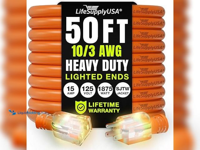 Lot 49-5461026 - 50ft Outdoor/Indoor Extension Cord 10/3 Gauge Ultra Heavy Duty 3 Prong SJTW, Waterproof, Flexible Co...