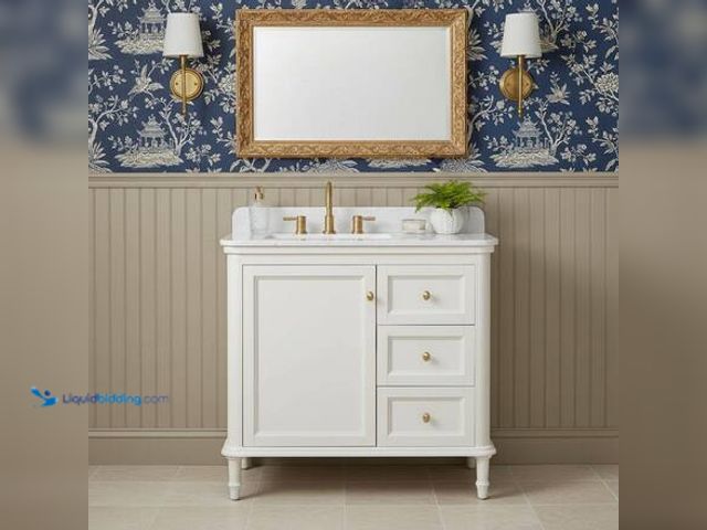 Lot 49-5581665 - Home Decorators Collection Cliveden 36 in. Single Sink Freestanding Bathroom Vanity in Cameo White w...