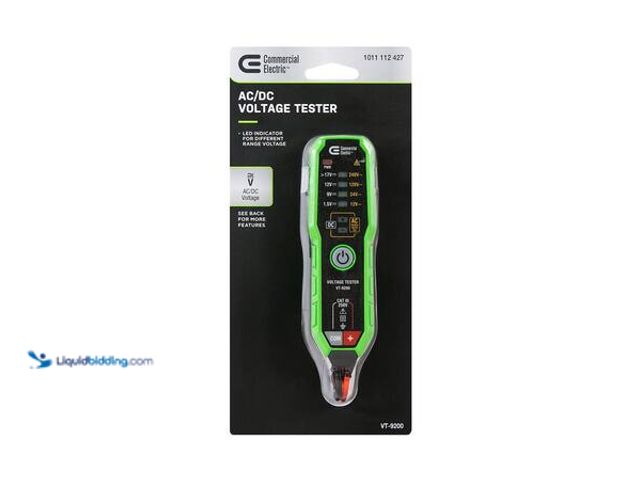 Lot 49-5554255 - Commercial Electric 4-Range Electronic AC/DC Voltage Tester Model # VT-9200 Unused