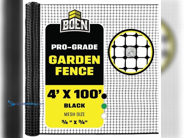 Lot 49-5543587 - BOEN
4 ft. x 100 ft. Black Plastic Garden Fence. Unused. Model # GF-50014