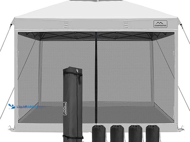 Lot 49-1548429 - KAMPKEEPER 10x10 Pop Up Canopy Tent with Mosquito Netting - Waterproof Screen Shelter for Sun Shade,...