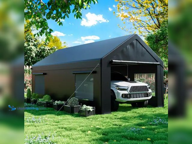 Lot 49-1567355 - VIWAT 12 ft. x 20 ft. Heavy-Duty Portable Carport with Side-Opening Door, Roll-Up Windows and Reinfo...