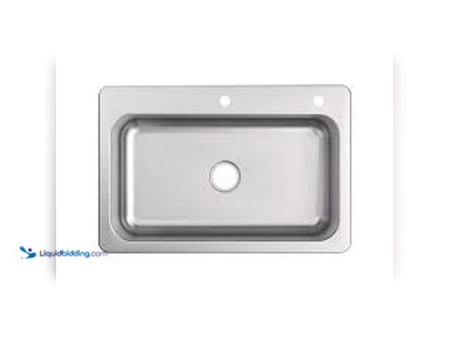 Lot 49-5489136 - Glacier Bay Bratten 33 in. Drop-In Single Bowl 18 Gauge Stainless Steel Kitchen Sink. Model # VT3322...