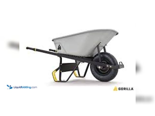 Lot 49-5459881 - Gorilla 6 cu. ft. PRO Heavy-Duty Steel Tub Wheelbarrow, Steel Braces and Handles, Easy Pivot/Dump De...