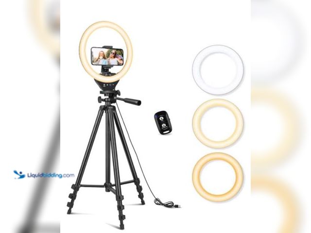 Lot 49-3432628 - Sensyne 10'' Ring Light with 50'' Extendable Tripod Stand, LED Circle Lights with Phone Holder for L...