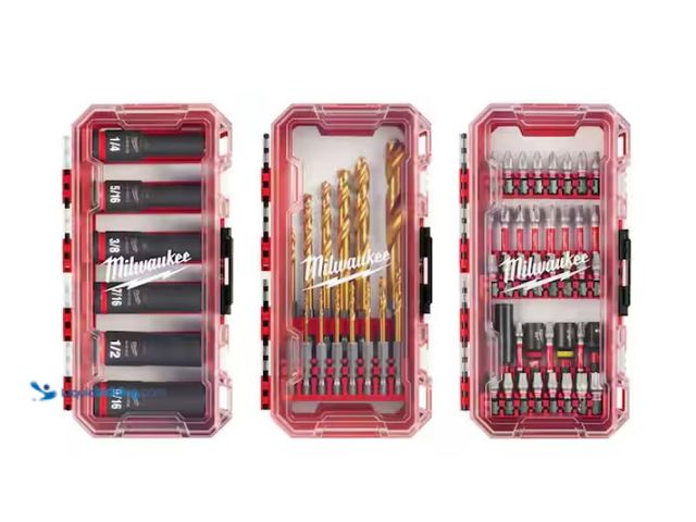 Lot 49-3433413 - (60-Piece) Milwaukee SHOCKWAVE Impact Duty Alloy Steel Screw Driver Bit Set with PACKOUT Case, Model...