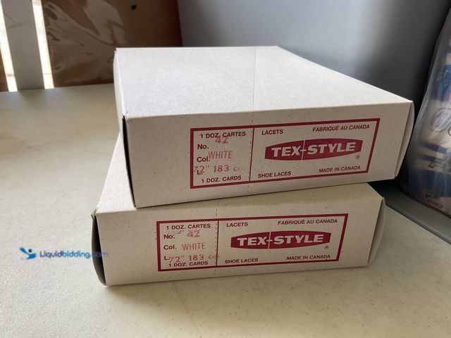 Lot 49-3503993 - LOT OF 2 TEX-STYLE 72 INCH WHITE HOCKEY LACES CASES OF 12 EACH INDIVIDUALLY WRAPPED NEW OLD STOCK