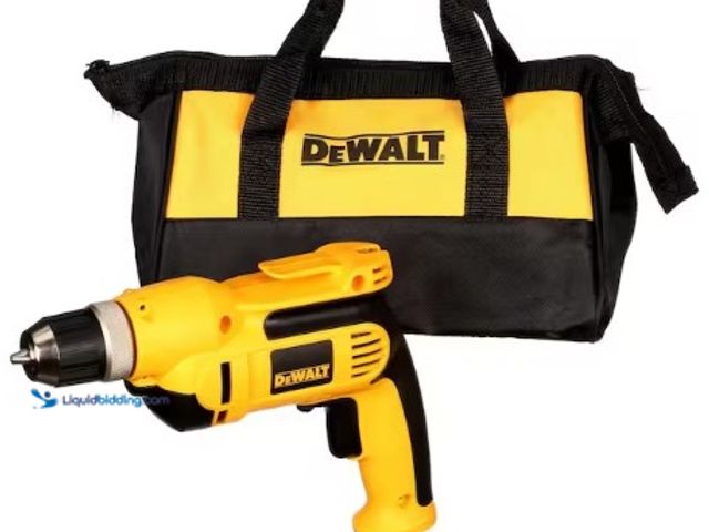 Lot 49-3615719 - DEWALT 8-Amp Corded 3/8" Variable Speed Drill, Model # DWD110K, Unused, Has attachments, Powers on. ...