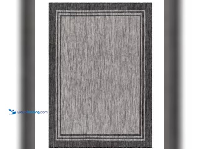 Lot 49-2026104 - Beverly Rug 8 X 10 Silver Pebble Aloha Washable Bordered Indoor Outdoor Area Rug, Model # HD-ALH6026...