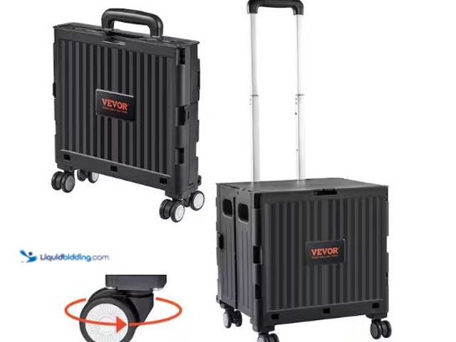 Lot 49-5520541 - Foldable Utility Cart 110 lbs. Load Capacity Folding Portable Rolling Crate Hand Cart for Travel, Sh...