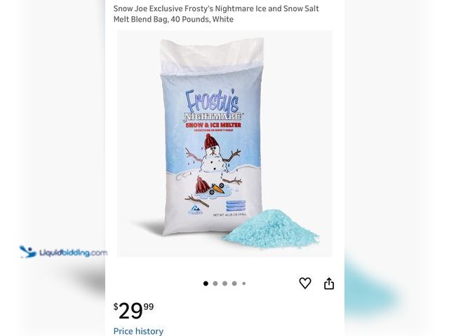 Lot 49-1817607 - Lot of 2 40 pound bags of frosty’s nightmare snow and ice melter. New in bag, unused.