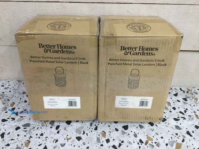Lot 49-5416495 - Lot of 2. Better Homes and Garden Solar Lantern 9 Inch. Black. Unused