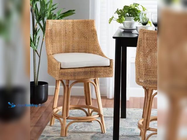 Lot 49-1519183 - (4) Bali & Pari Bella 39.4 in. Natural Rattan Frame Counter Height Bar Stool, Model # 228-13090-HD, ...