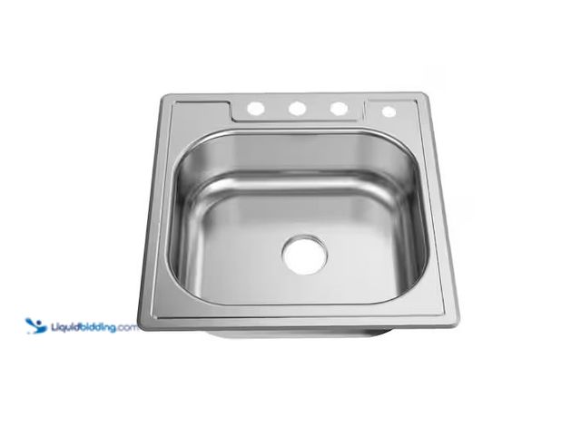 Lot 49-5551857 - Glacier Bay
25 in. Drop-in Single Bowl 22 Gauge Stainless Steel Kitchen Sink, Unused with hardware