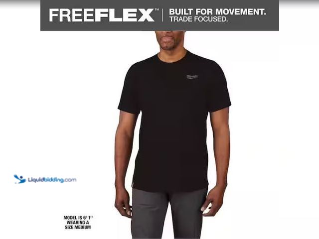 Lot 49-1577291 - Milwaukee Men's X-Large Black Cotton/Polyester Short-Sleeve Hybrid Work T-Shirt, Model # 603B-XL, Un...