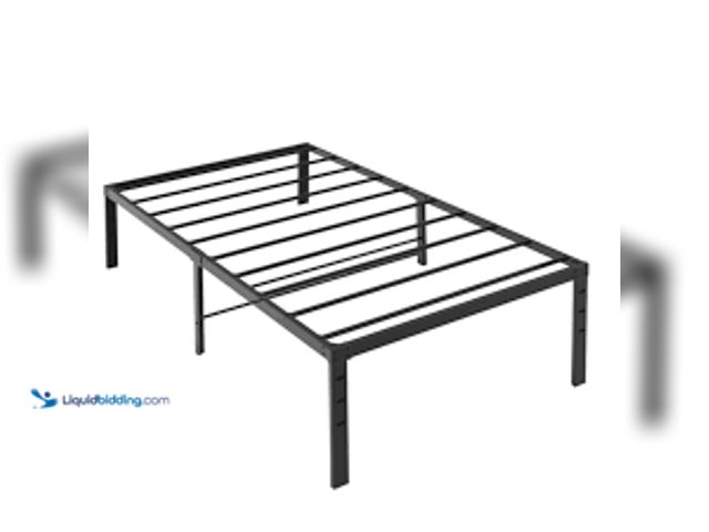 Lot 49-2021843 - Mainstays Adjustable Metal Bed Frame, Twin/Full/Queen, 7-inch Height, Black, Box Spring Required. Mo...