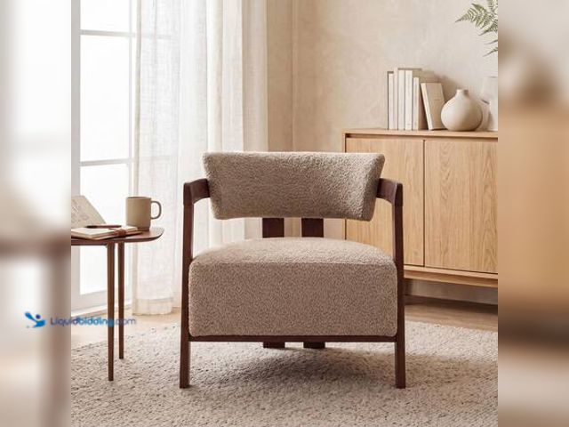 Lot 49-5581829 - QTY 2 - CHRISTOPHER KNIGHT HOME Carmen Mid-Century Modern LIGHT BROWN Boucle Upholstery Accent Arm C...
