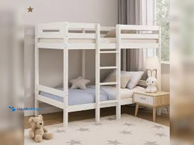 Lot 49-5471591 - Benjara Asin White Twin Adjustable Bunk Bed with Ladders. Model # BM309451. Unused