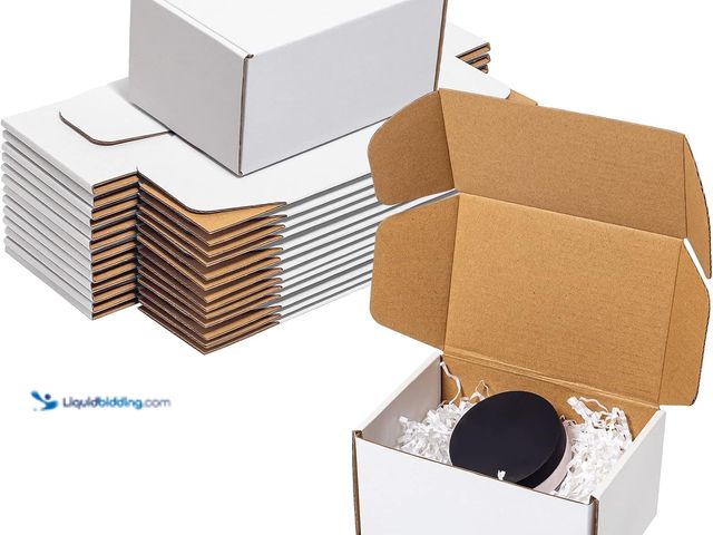 Lot 49-5409661 - White Shipping Boxes 6x4x3" 25 Pack - Corrugated Cardboard Mailing Boxes for Small Business - Litera...
