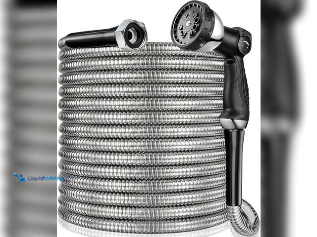 Lot 49-5435511 - 200 ft Garden Hsoe - 2025 New 304 Stainless Steel Garden Hose with 10-Function Spray Gun, 3/4'' Copp...