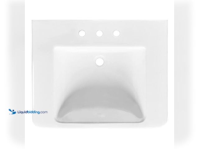 Lot 49-2004260 - Glacier Bay Fiona 7.28 in. Pedestal Sink Basin in White Fine Fireclay with 8 in. Faucet Spread, Mode...