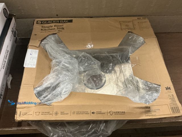 Lot 49-5435798 - Glacier Bay
25 in. Drop-in Single Bowl 22 Gauge Stainless Steel Kitchen Sink Unused