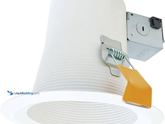 Lot 49-3531612 - HALO CEZ6125GU24WBICAT Lamp-Based Direct Mount Recessed Light Canless EZ-Trim 6 inch White, Model# B...