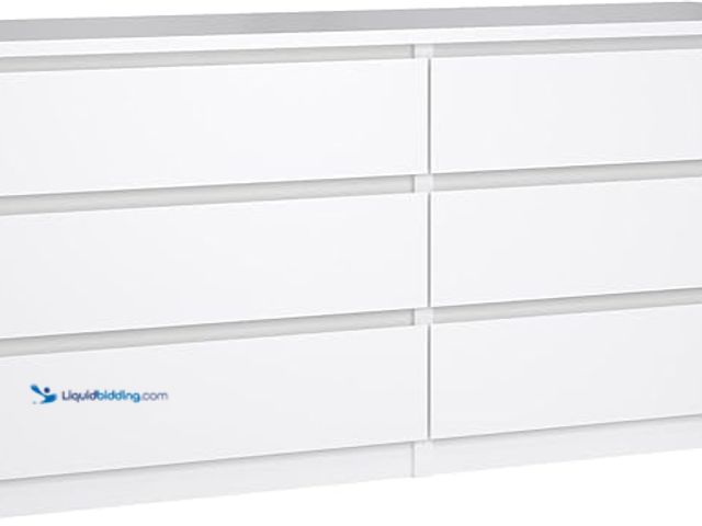 Lot 49-1518533 - Tvilum 6 Drawer Double Dresser, White High Gloss Model #B084KT4NGN, Unused  Ref#HDPA0717
