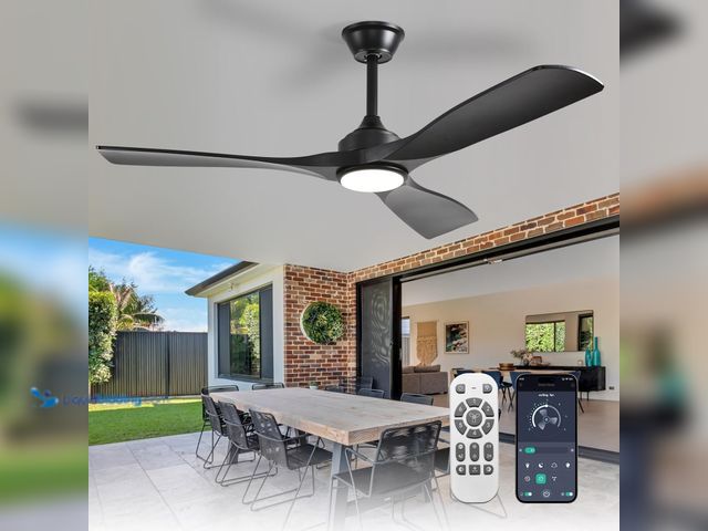 Lot 49-5410964 - Depuley 52-Inch Ceiling Fan with Light: Black 3 Blade Outdoor Fans for Patios - Dimmable Indoor Fan....