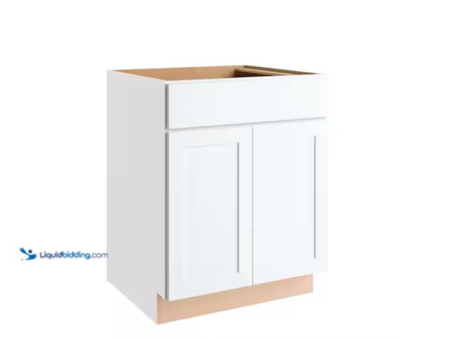 Lot 49-1571094 - Hampton Bay Courtland 27 in. W x 24 in. D x 34.5 in. H Assembled Shaker Base Kitchen Cabinet in Pola...