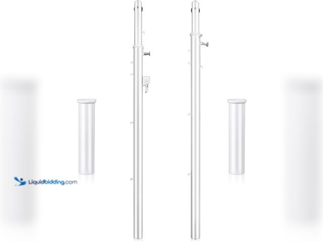Lot 49-5463527 - 8 ft Adjustable Volleyball Poles Outdoor Badminton and Volleyball Post Iron Round Sport Telescopic P...