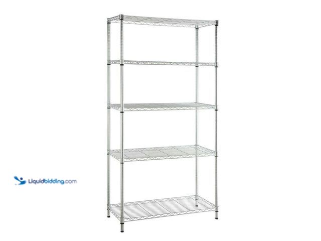 Lot 49-3528457 - HDX
5-Tier Steel Wire Shelving Unit in Chrome (36 in. W x 72 in. H x 16 in. D) (attachments include...