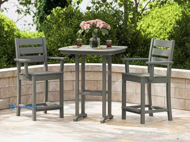 Lot 49-1594720 - (3-Piece) POLYWOOD Grant Park Counter Set in Slate Grey, Model # PSK2929-1-GY, Unused.   Ref#SB0407