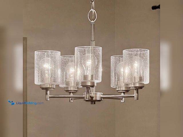 Lot 49-3564255 - KICHLER
Winslow 19.75 in. 5-Light Brushed Nickel Contemporary Shaded Cylinder Chandelier for Dining...