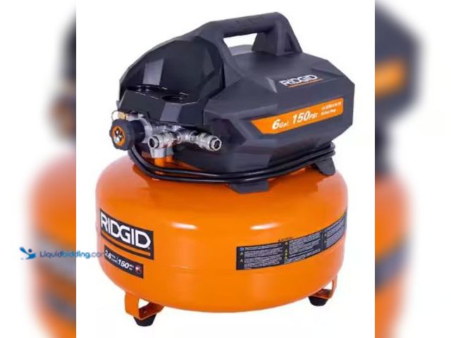 Lot 49-2022505 - PARTS AND REPAIR LOT - RIDGID 6 Gal. 150 PSI Portable Electric Oil-Free Jobsite Pancake Air Compress...
