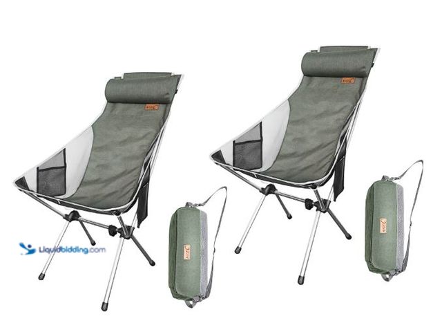 Lot 49-2006625 - Lot of (2) NiceC Ultralight High Back Folding Camping Chair, with Headrest, Outdoor, Backpacking Com...