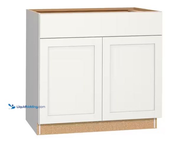 Lot 49-1568672 - Hampton Bay Westfield Feather White Assembled Sink Base Kitchen Cabinet (36 in. W x 23.75 in. D x 35...
