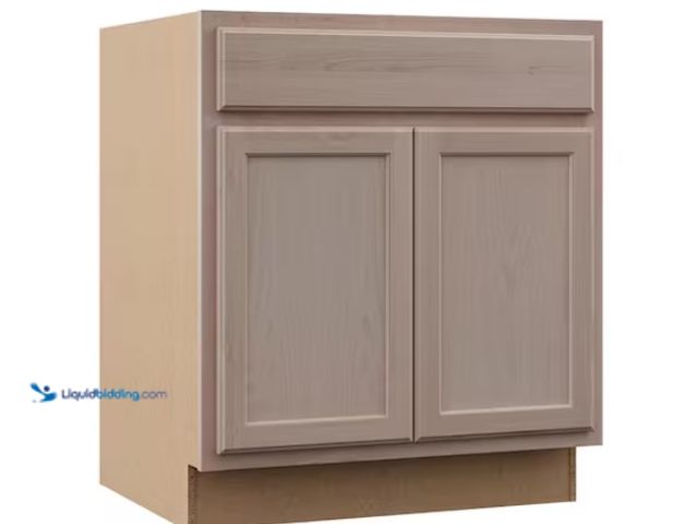 Lot 49-1550436 - Hampton Bay 30 in. W x 24 in. D x 34.5 in. H Assembled Base Kitchen Cabinet in Unfinished with Reces...