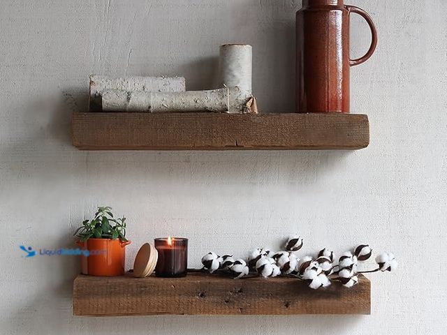 Lot 49-3433513 - Set of (2) Urban Legacy Reclaimed Barn Beam Accent Shelves | Floating or with Brackets Rustic Shelve...