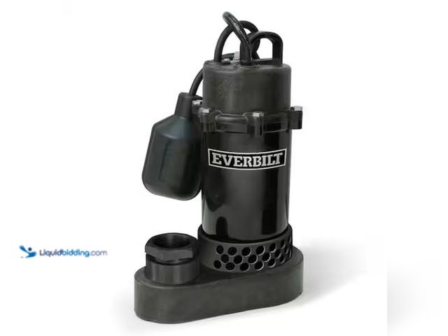 Lot 49-1623556 - Everbilt 1/2 HP Aluminum Submersible Sump Pump Tether Switch, Model # HDSP50W, Slightly used, Powers...