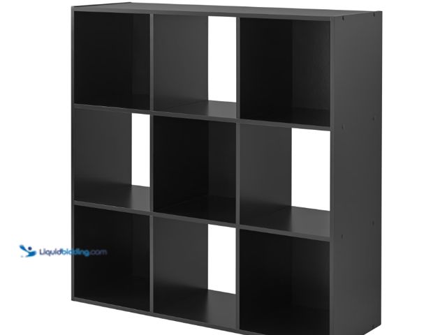 Lot 49-1636831 - Mainstays 9-Cube Storage Organizer Bookcase, Black, Model #2660987685, Slightly Used  Ref#WMT1002