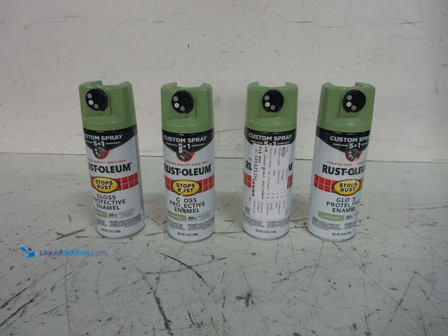 Lot 49-1629061 - Lot of (4) Stops Rust Custom Spray 5-in-1 Spray Paint, Gloss Laurel Green, 12 Oz., Model #384753, Un...